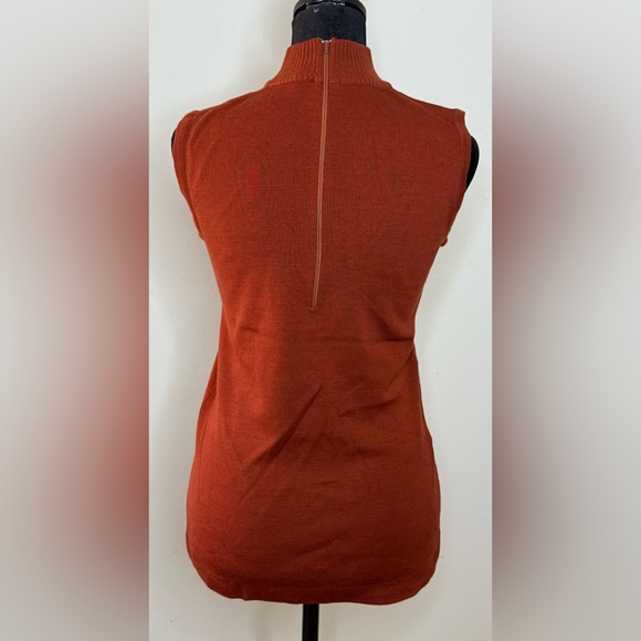 Vintage wool blend rust sleeveless mock neck turtleneck preppy zip back M/L EUC - Picture 5 of 9